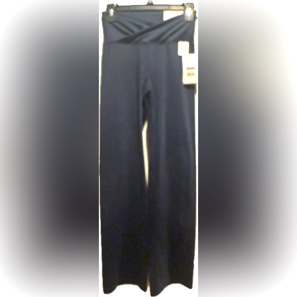 Marika navy blue stretch slim flare cross yoga leggings S NWT